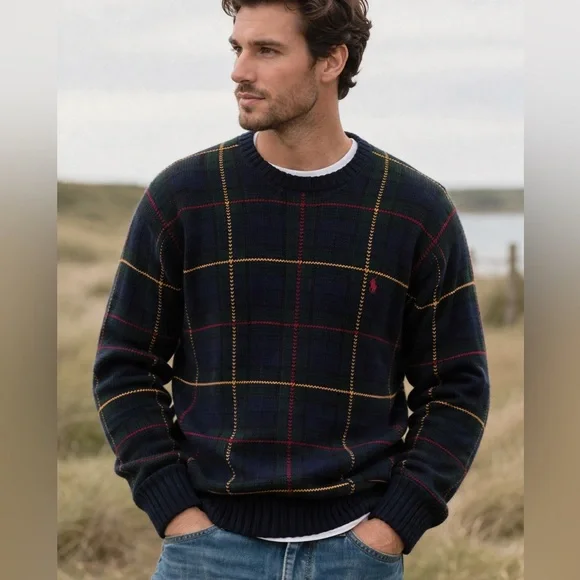 Vintage 80’s 90’s Polo Country Estate by Ralph Lauren Plaid Sweater Size XL - Picture 1 of 9
